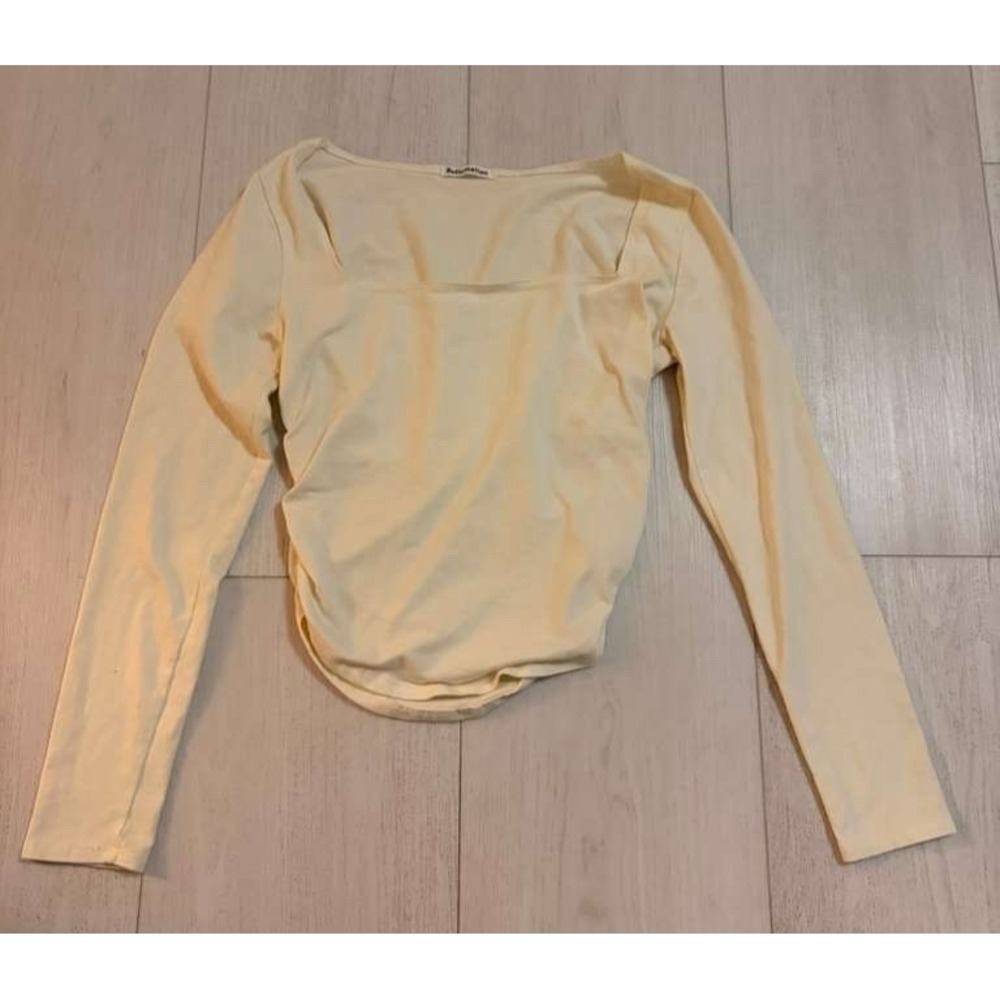 Reformation Kayla Top Sz S Ivory‎ - Square Neck Ruched Sides